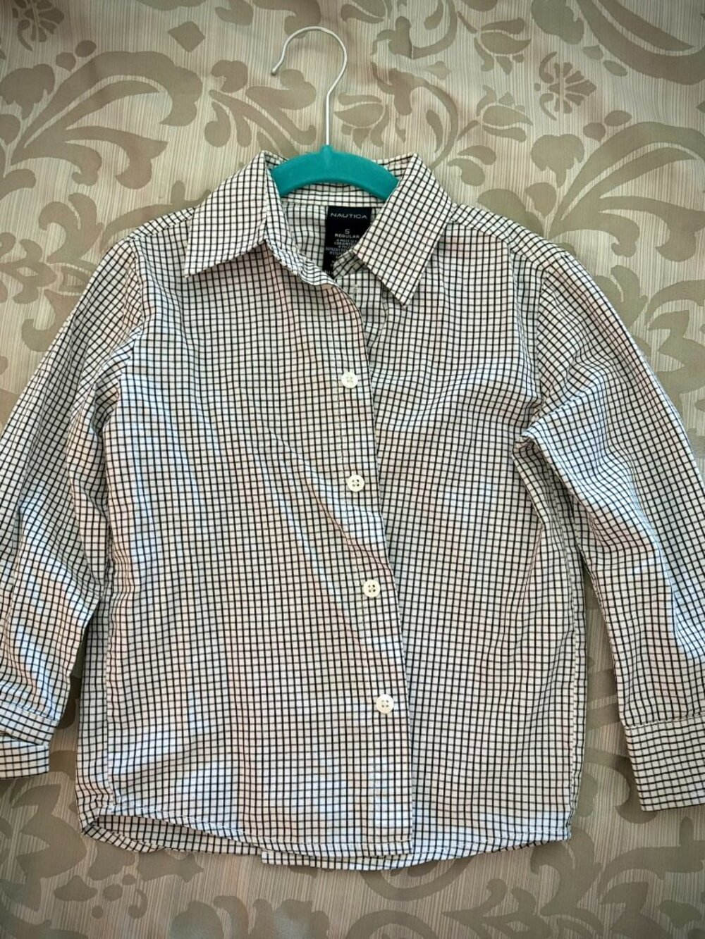 Nautica plaid button up dress shirt, size 5 boys